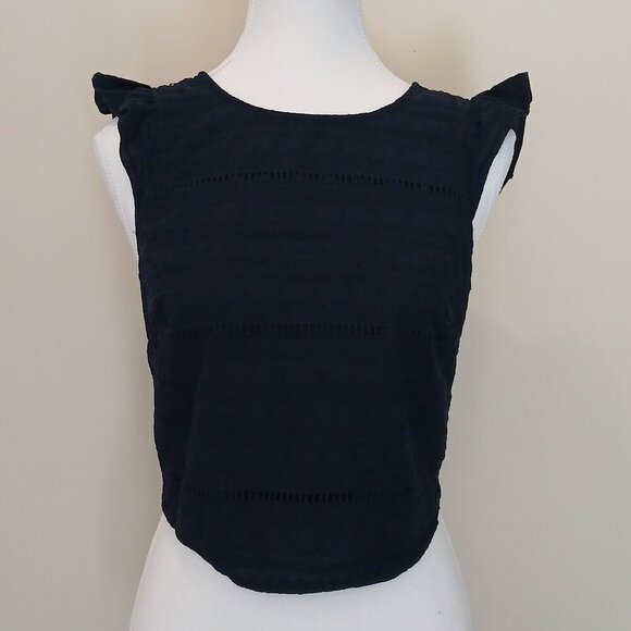 Gentle Fawn Venice Tie Back Flutter Sleeve Top Navy Blue Size XS - Picture 2 of 7